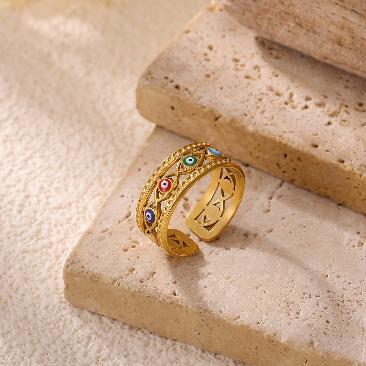 Multicolor Enamel Dripping Oil Demon Eye Open Ring, Women's Gift